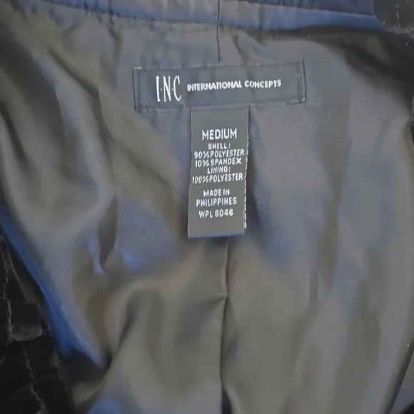 Inc Black Velvet Zippered Blazer Medium - Picture 8 of 10
